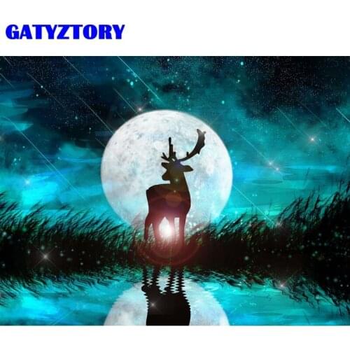 GATYZTORY Deer Animal Painting By Numbers Kits For Adults Unique Oil Paints By Number Diy Gift For Modern Home Wall Artcraft