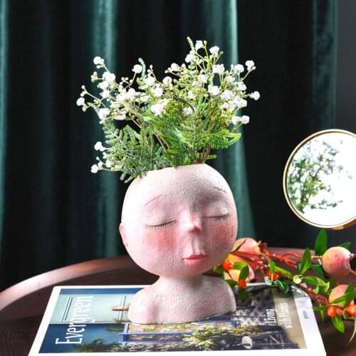 Resin Planter Human Head Vase Flower Pot Doll Shape Sculpture Portrait Pots Art Vase Home Decor Succulents Head Shap