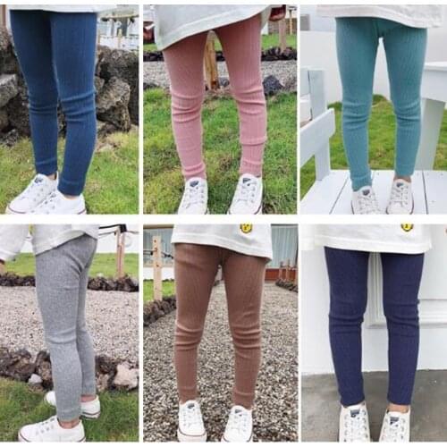 2021 Spring Baby Girls Clothes Children Kids Solid Skinny Pants Elastic Leggings For Girls Fashion Girls Ribbed Leggings 7Colors