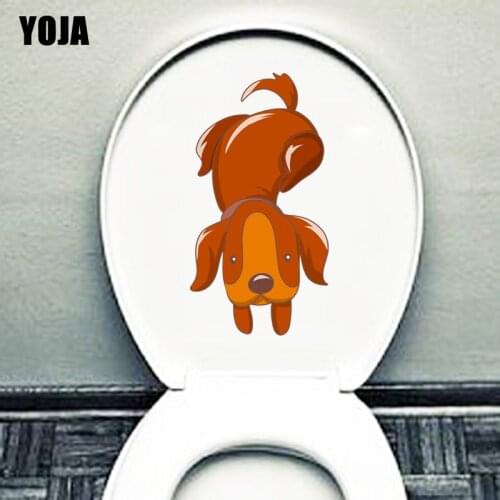 YOJA 12.8*24.5CM Dancing Dog Wall Decal Home Decor Toilet Sticker Funny Cartoon T3-0728