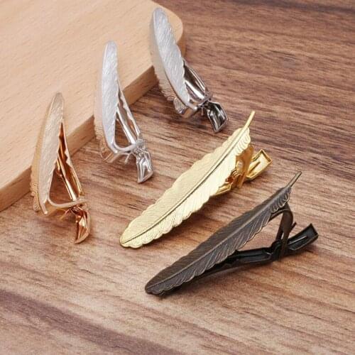 50pcs purple copper 53x12mm feather shaped tie clip tie clips jewelry findings accessories jewelry making supplies TCAF09