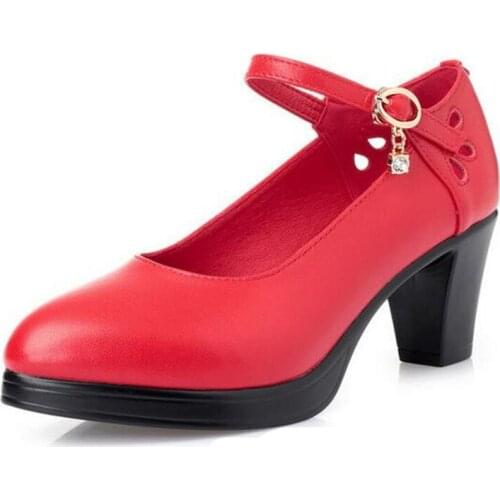 2020 Spring and Autumn Shoes Woman High Heel Shoes 6.5 / 9 Cm Pointed Genuine Leather Shoes Women Fashion Shoes Black Red Beige