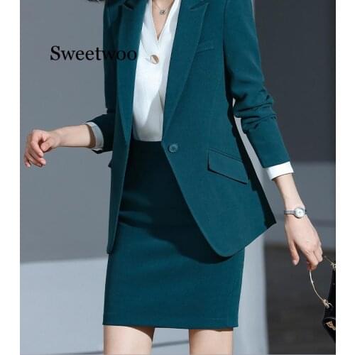 Womens suit 2019 new autumn large size long solid color fashion suit trousers set two-piece temperament womens clothing