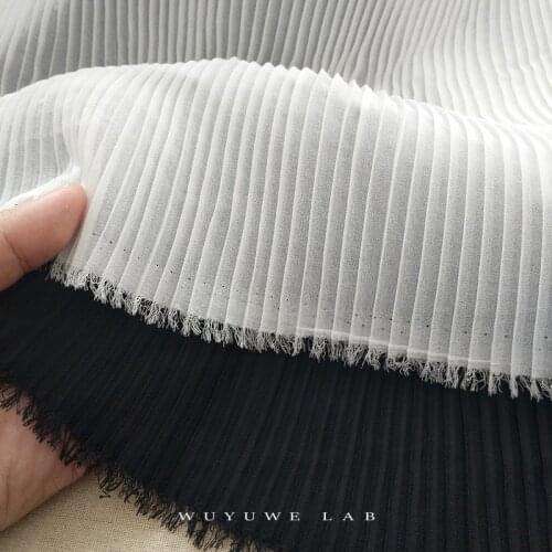 0.5Meter Black White Pleated Chiffon Organ Fold Lace Fabric Handmade Sewing DIY Dress Skirt Fabric Material Accessories 150CM