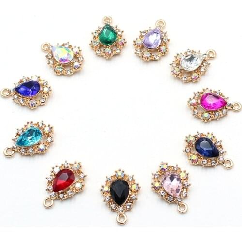 10pcs/lot 21*15MM Water Drop Pendant Button for Clothing Rhinestone Diy Accessories for Needlework Sewing for Craft Decorative
