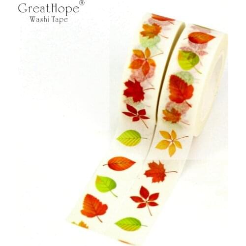 2PCS / lot Lovely Autumn Maple leaf Decor Washi Tape Heart DIY Scrapbooking Masking Tape School Office Supply Escolar Papelaria