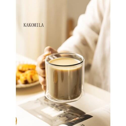 260ML Insulated Double Glass Coffee Cup Simple Ins Cup Glass water cup Heat-resistant mug Couple cup Home afternoon Tea cup