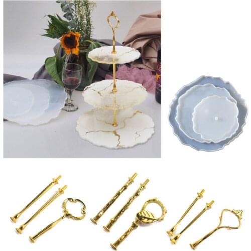 3 Layer Irregular Coaster Plate Resin Mold Large Fruit Disc Tray Pallet Resin Casting Mold Clear Flexible Silicone Molds