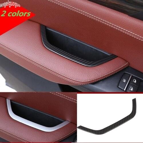 ABS Carbon Fiber / Chrome For BMW X3 X4 F25 F26 2011-18 Car Door Handle Armrest Storage Box Frame Strip sticker Trim styling LHD