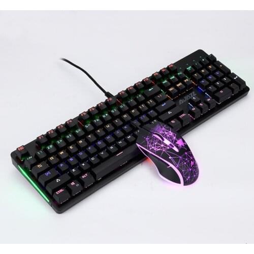 AJAZZ USB Wired Gaming Keyboard Mouse Set PC Rainbow Colorful LED Illuminated Backlit Gamer Gaming Mouse and Keyboard Kit Home