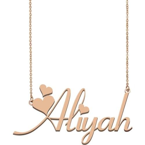 Aliyah Name Necklace Stainless Steel Gold Pendant Custom for Women Girls Best Friends Birthday Wedding Christmas Mother Gift