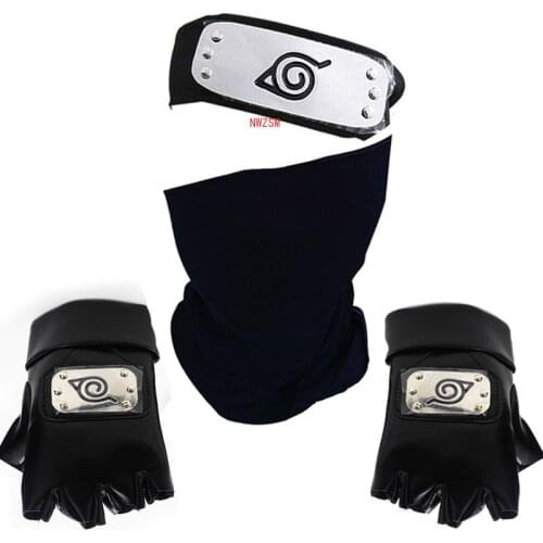 Anime Hatake Kakashi Gloves Mask Headband Accessories Kunai Konohagakurenosato Sign Cosplay Props Halloween Party Props