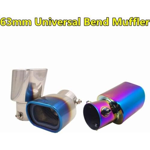 Car-styling 3 Colors 63mm Diameter Auto Modified Universal Bend Muffler Car Exhaust System Tip Pipe Decoration Stainless Steel