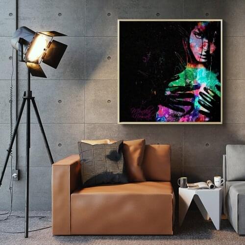 CHENFART Sex Cool Woman Graffiti Picture Oil Painting Abstract Black Color Woman Wall Pictures For Living Room Poster