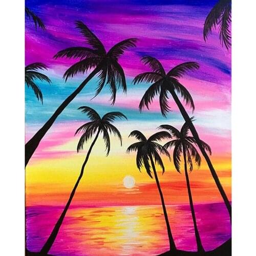 DOHAWIZS 5D DIY Diamond Painting Sunset Scenery Cross Ctitch Kits Full Square Drill Diamond Embroidery Seaside Landscape Picture