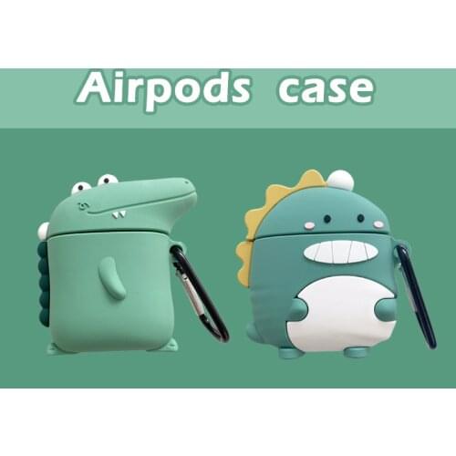 Cartoon Little Dinosaur Crocodile Cover For AirPods 1 2 Wireless protective case For Apple Airpods pro Silicone headset case