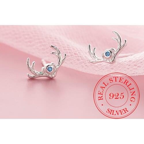 Gothic 925 Sterling Silver Deer Stud Earrings For Women Grils Wedding Gift Female Accesorios pendientes mujer moda