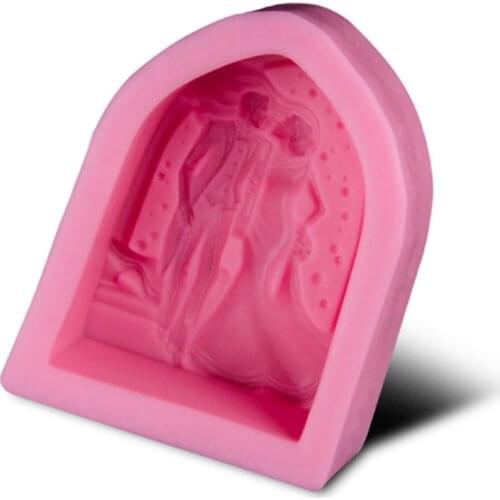 Hot! Romantic 3D Wedding Molds Non-Stick Fondant Sugar Jelly Jello Ice Soap Cake Decorating Tools Silicone Moulds C1677