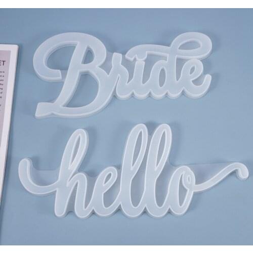 Crystal Epoxy Mold 3D English Blessing Words Bride Hello DIY Listing House Pendant Decoration Soft Pottery Plaster Silicone Mold