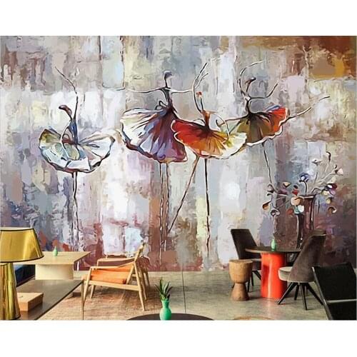 Customized Wallpaper 3D European Oil Painting Ballerina Dance Tooling Background Wall Living Room Coffee Shop Dance Studio Mural