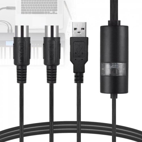 2 Meters USB to MIDI Cable Electric Piano Drum Guitar Music Compile Interface Adapter Cable Converter for Windows & Mac OS