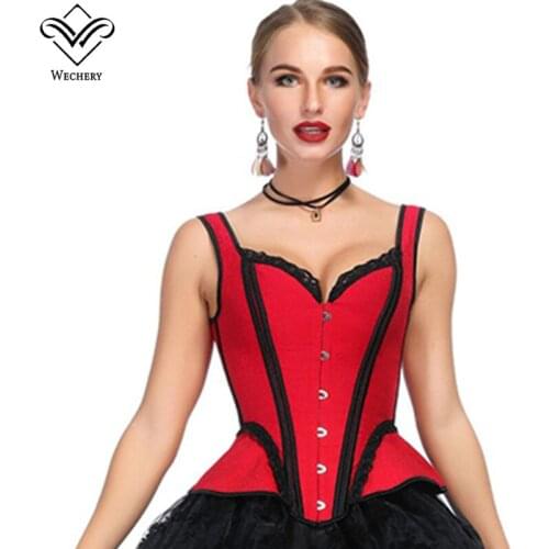 Red Corset Top Women Victorian Corsets and Bustiers Vintage Party Bodice Sexy V-neck Gothic Clothes