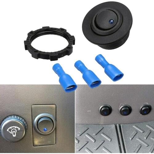 3 Pin 12V 24V Light Switch Blue LED Round Rocker Switch 30mm Hole For Caravan Boat Campervan Round Rocker Switch For Caravan