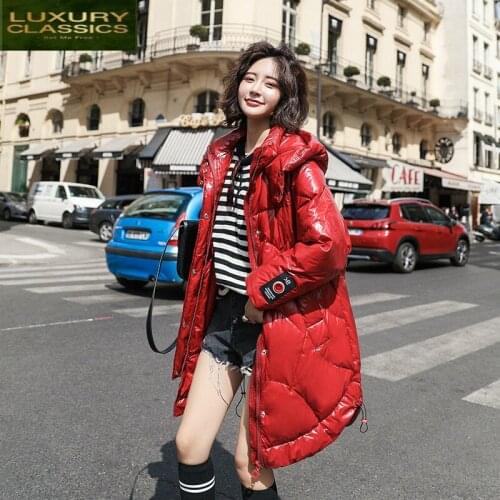 Jackets Women Down Coats Warm Woman Down Parka Female 90% White Duck Down Clothes Glossy Hooded Doudoune Femme LWL1347
