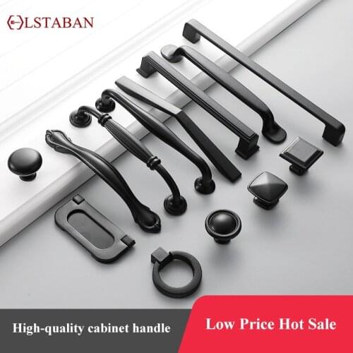 LSTABAN European Style Hot Sale Black Aluminum Alloy Cabinet Handle Wardrobe Shoe Cabinet Handles Kitchen Accessories Hardware