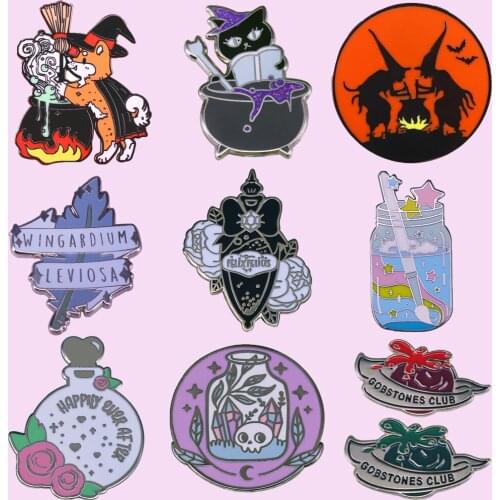 Cute My Chemical Magics Crucible Hard Enamel Pin Kawaii Witchcraft Supplies Magic Pharmacy Halloween Amulet Badge Brooch Gift
