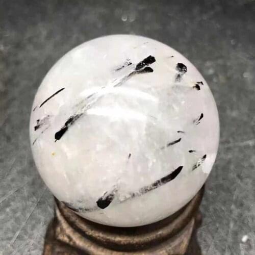 MOKAGY Natural Black Tourmaline Quartz Ball Crystal Craft for Decoration 70mm-80mm 1PC