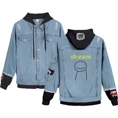 Dreamwastaken Denim Jacket Winter Mens Jackets Coats Dream Smp Hooded Denim Jacket Fashion Women Jean Jackets Male Cowboy