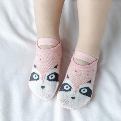 Spring Summer Baby Toddler Socks Cartoon Fox Bear owl Footwear Non-Slip Bandage Floor Socks For Kids Children Girl Boy 0-3 Y