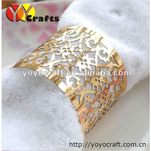 Personalized laser cut paper gold napkin rings wholesale wedding napkin rings table decorations, Party home decoration