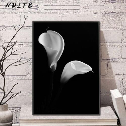 Black White Flower Canvas Poster Scandinavian Wall Art Abstract Print Minimalist Nordic Decoration Picture Living Room Decor