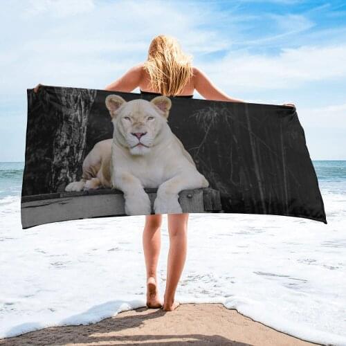 Animal World White Lion Beach Towel Luxury Quick-dry Microfiber Bathroom Bath Towels Yoga Mat Picnic Blanket