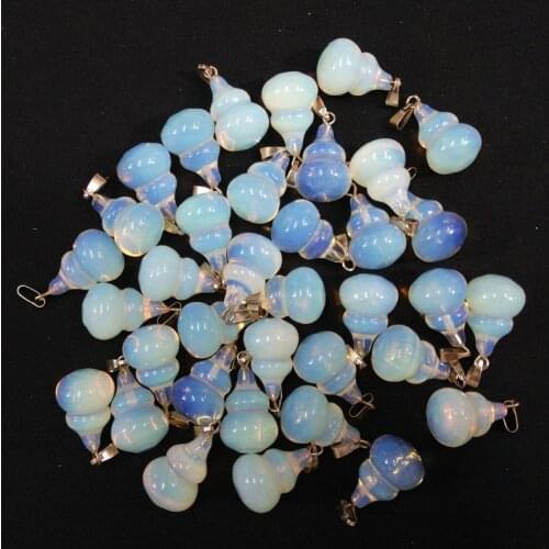 2016 Fashion good quality opal stone gourd shape charms pendants for necklace jewelry making 50pcs/lot Wholesale free shipping