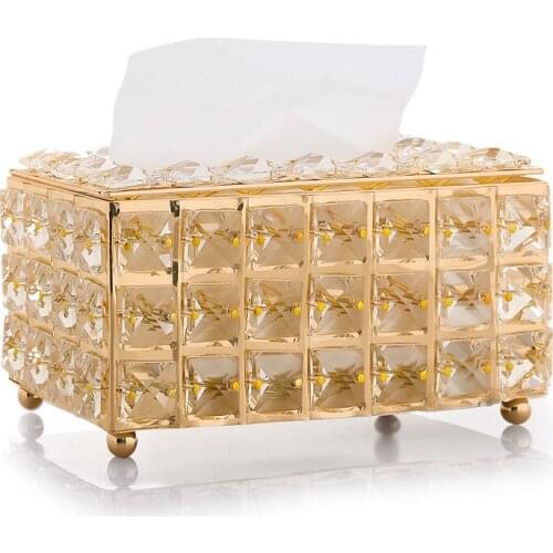 Crystal Glass Tissue Box Toilet Paper Rack KTV/Livingroom Desktop Storage Organization Bathroom Roll Holder Brush Barrel Gold