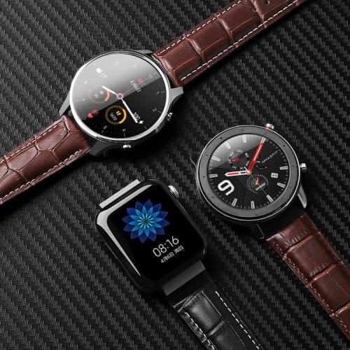 Genuine Leather Watchband for xiaomi smart watch Universal 16mm 18mm 20mm 22mm for Amazfit /Samsung Galaxy watch Replace strap