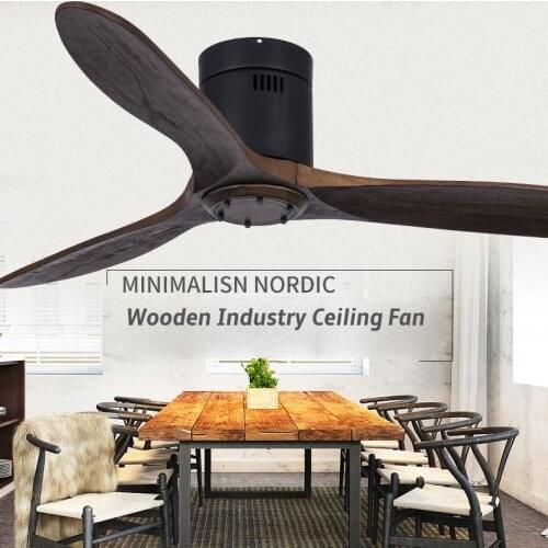 Luxury wooden pendant fan 42/52 inch vintage Ceiling Fans With Lights and Remote Control 3 wooden blades