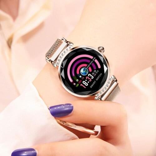 RGTOPONE New Elegant Diamond Patchwork Remote Photography Bracelet Call Reminder Waterproof Womens Smart Watch for Android IOS