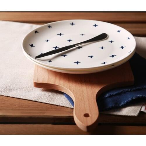 Dinnerware Plate Dish On-glazed Round 8 Inches Home Textiles Blue White Babys Breath Floral Steak Plates Bow Printed Wholesale