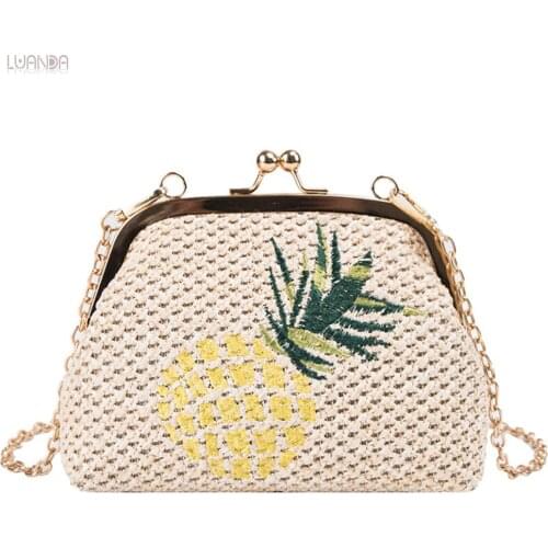 Famous Brand Crossbody Bag For Girl Womens Messenger Bags Fashion Designer Straw Small Chain Pineapple Lady Shoulder Bag