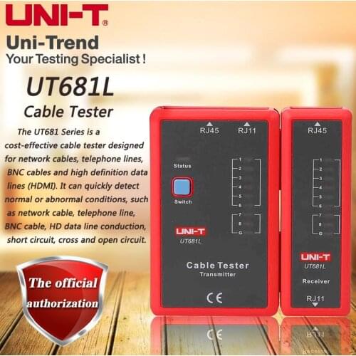 UNI-T UT681L cable tester network cable / telephone line dual-use tester LED status display manual / automatic shutdown
