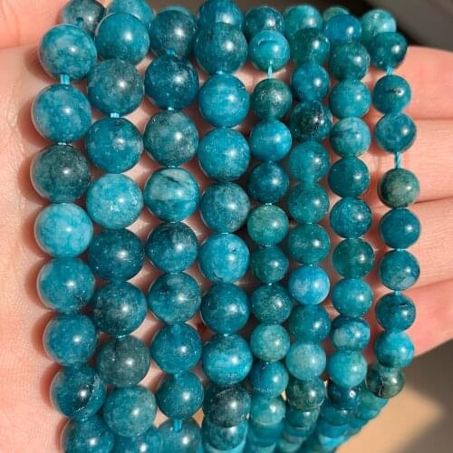 Hight Quality Blue Apatite Stone Round Loose Spacer Beads for Jewelry Making Diy Necklace Bracelet 15" Strands 6/8/10mm
