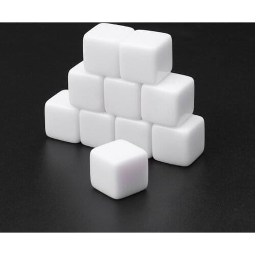 10pcs/set New Acrylic 16/18/20mm White Blank Dice Teaching Props Game Accessories Mathematical Tools Square Corner