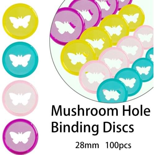 100pcs 28mm Butterfly Disc Binding Mushroom Hole Binding Discs Binder 360 Degree Foldable Plastic Binder Rings Office Supplies