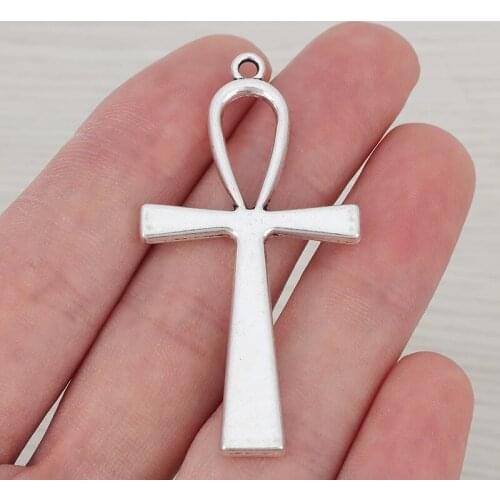 20 x Tibetan Silver Plated Large Egyptian Ankh CRUCIFIX CROSS CROSSES Charms Pendants for Necklace Jewellery Making 55x29mm