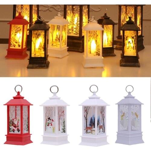 LED Christmas Crystal Lights Rotate Glitter Santa Claus Snowman Lantern Xmas Tree hanging Ornament Small Lamp New Year Decor