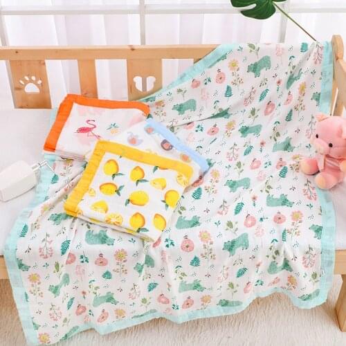 4 Layers Bamboo Cotton Baby Muslin Blanket Swaddles Soft Newborn Blankets Bath Gauze Infant Kids Wrap Sleepsack Stroller Cover